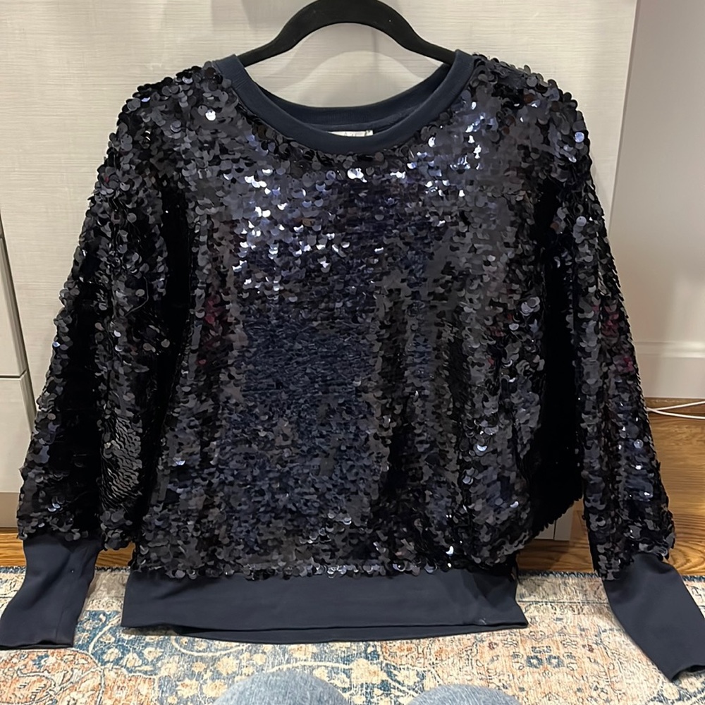 Joie sequin cotton lined sweater navy